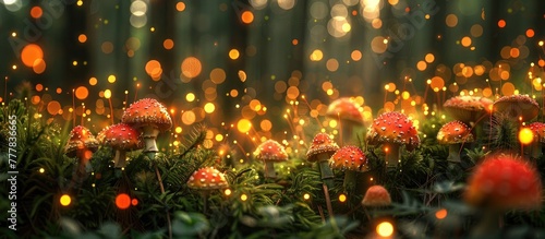 Bokeh Blur Woodland Fairy Circle Glowing with Magical Enchantment