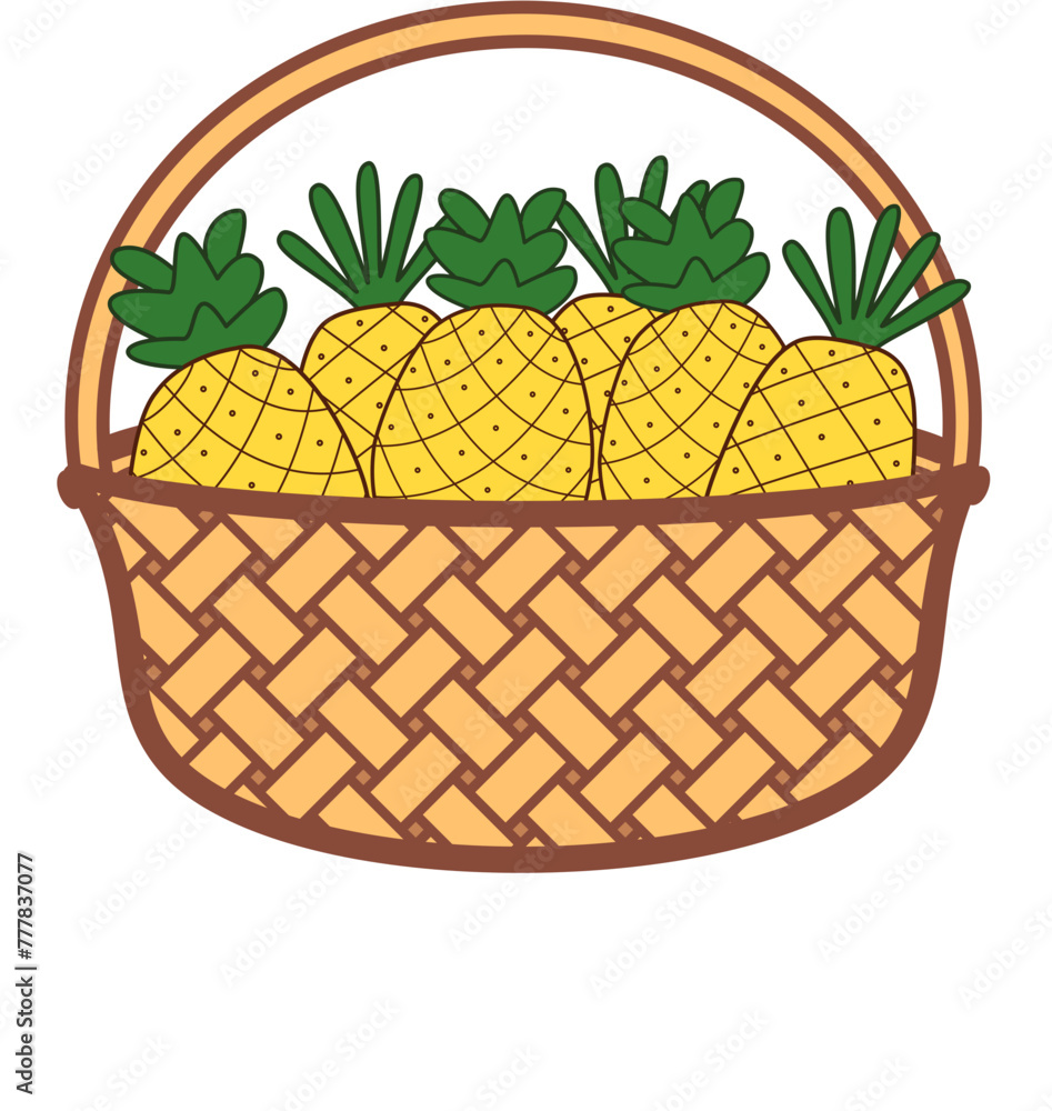 pineapple fruit basket illustration pineapple fruit basket illustration