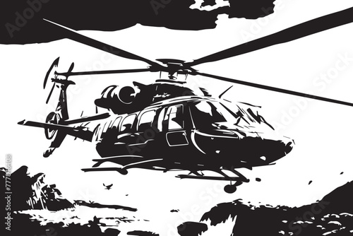 black and white helecopter