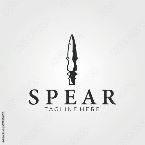 spartan spear logo icon vector vintage illustration design