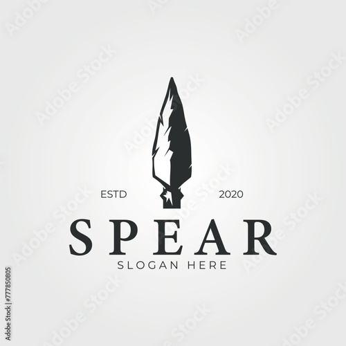 old spear logo icon vector vintage illustration, sharp spearhead logo
