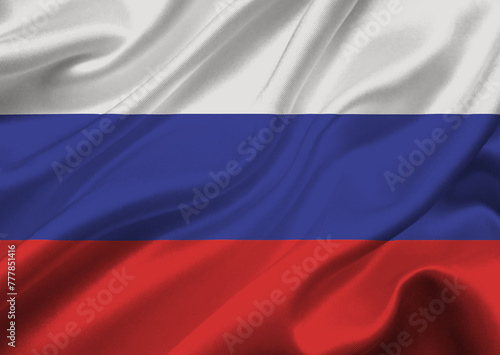 Russia flag waving in the wind.