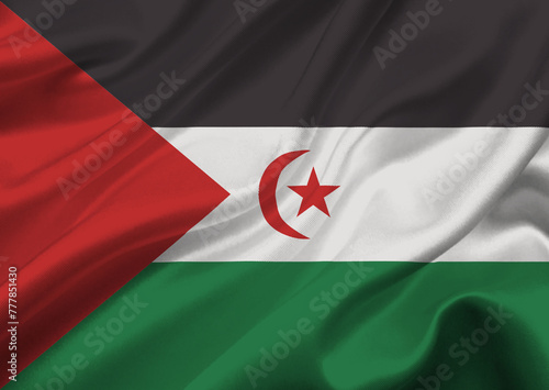 Sahrawi Arab Democratic Republic flag waving in the wind.