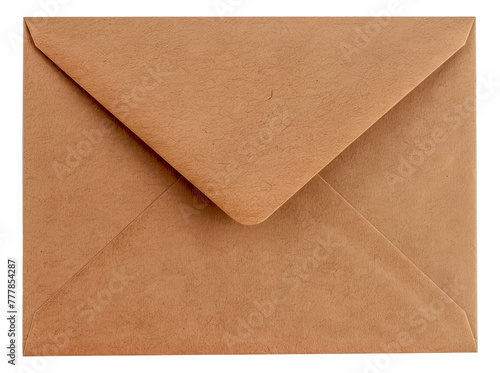 A brown envelope with a flap is sitting, cut out - stock png.