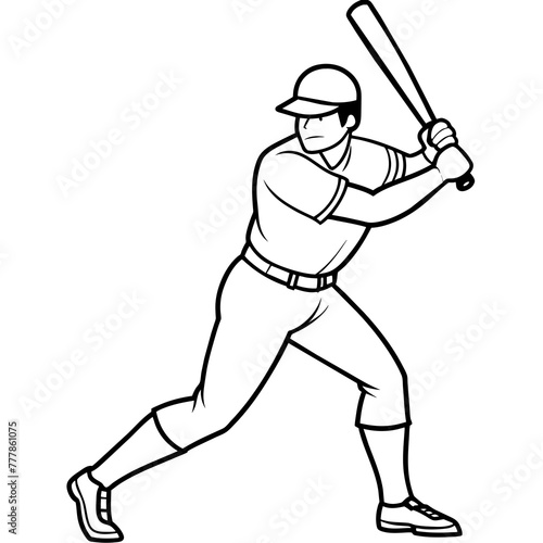 A batsman illustration with vecto art silhouette 
