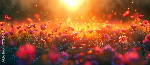Enchanting D Clay Sunset Wildflowers Bask in the Warm Glow of Evening