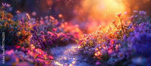 Dreamy D Clay Sunset A Garden Path Ablaze with Colorful Radiance
