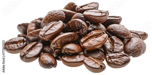 A pile of coffee beans, cut out - stock png.