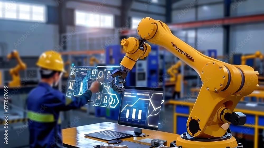 Smart industry robot arms for digital factory production technology