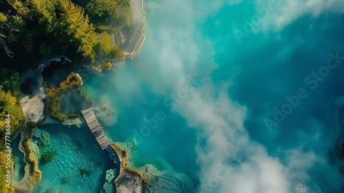 Top View Beautiful Turquoise Water in Land