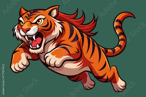 jumping-angry-tiger-vector-illustration photo