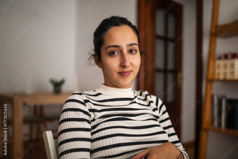 portrait of young woman at home portrait of young woman at home