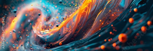 Electric blue and orange liquid abstract - Intense abstract of flowing liquid in electric blue and orange, dynamic and powerful