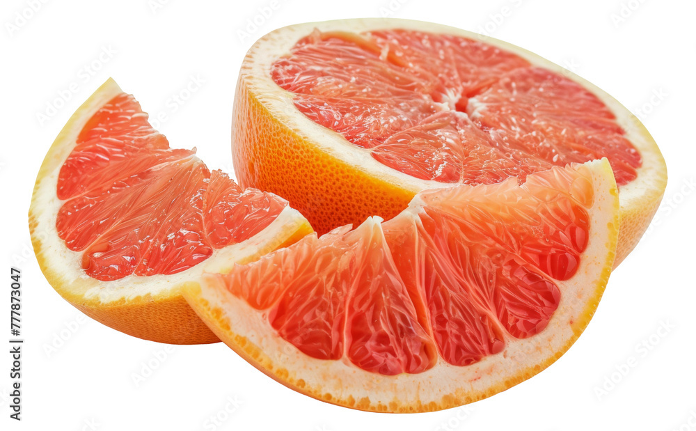 A slice of grapefruit is cut in half and placed, cut out - stock png. A slice of grapefruit is cut in half and placed, cut out - stock png.