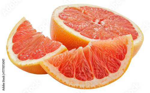 A slice of grapefruit is cut in half and placed, cut out - stock png.