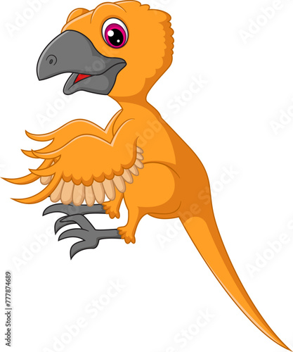 Cartoon scansoriopteryx on white background