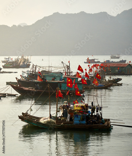 North Vietnam socialist or communist red flags photo