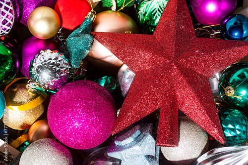 Bright colored Christmas decorations