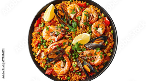 Paella isolated on transparent white background