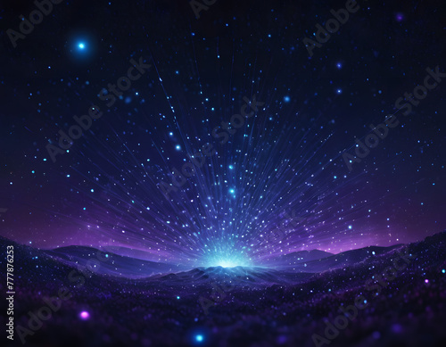 Deep dark violet neon lights on dark background. cosmic milkiway galaxy photo