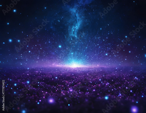Deep dark violet neon lights on dark background. cosmic milkiway galaxy photo