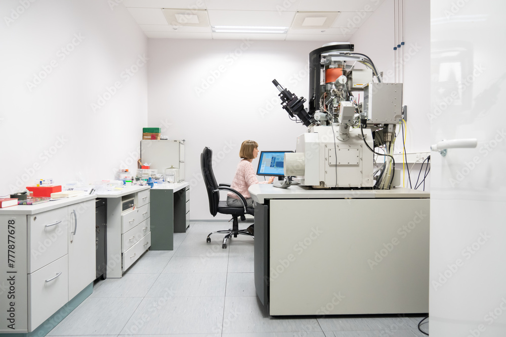 Woman Working At Lab of Characterisation of Materials Structure Woman Working At Lab of Characterisation of Materials Structure