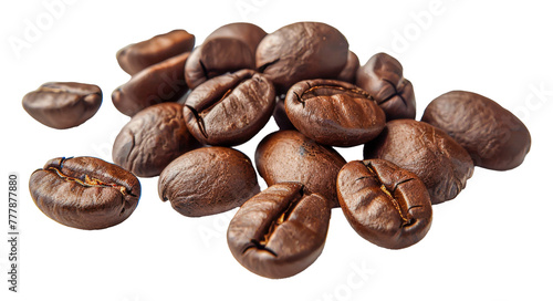 A pile of coffee beans with the beans spread out, cut out - stock png.