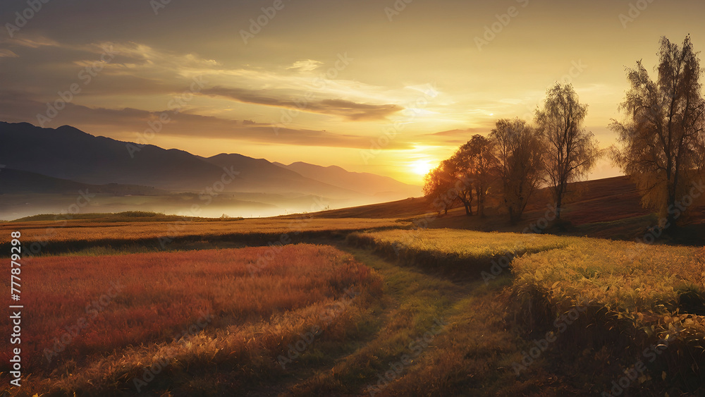 Beautiful autumn scenery illustration. Beautiful autumn scenery illustration.