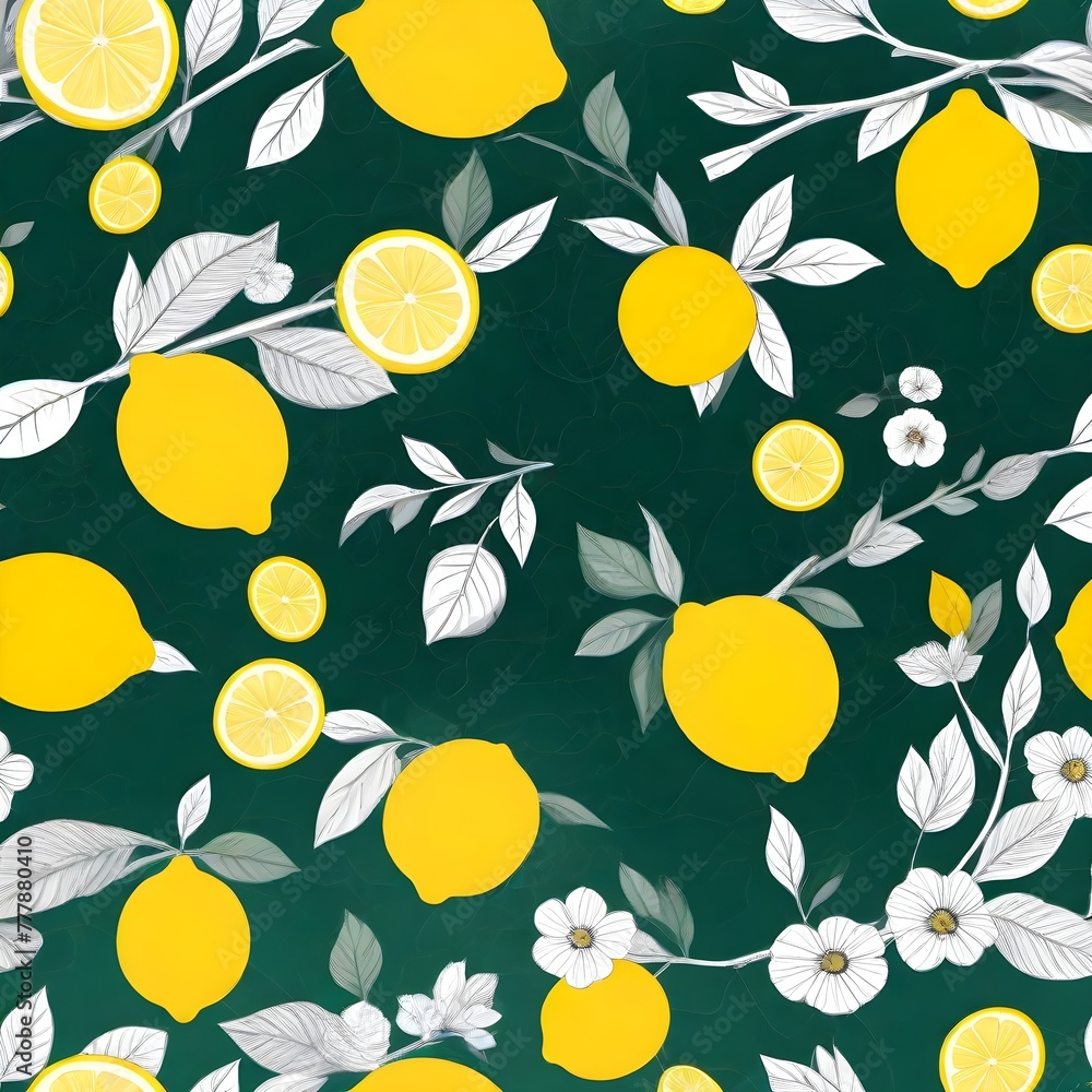 Lemon with white flowers Lemon with white flowers