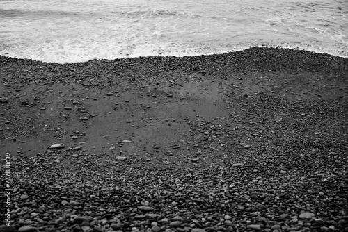 Rocks on the beach in winter.