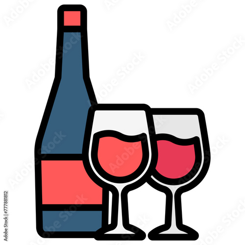 Wine Bottle lineal multi color icon, relate to gastronomy theme. use for UI or UX kit, web and app development.