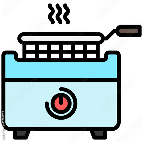 Frying Basket lineal multi color icon, relate to gastronomy theme. use for UI or UX kit, web and app development.