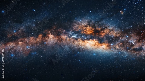 Stars and galaxy in outer space  sky  universe  black starry background  and starfield.
