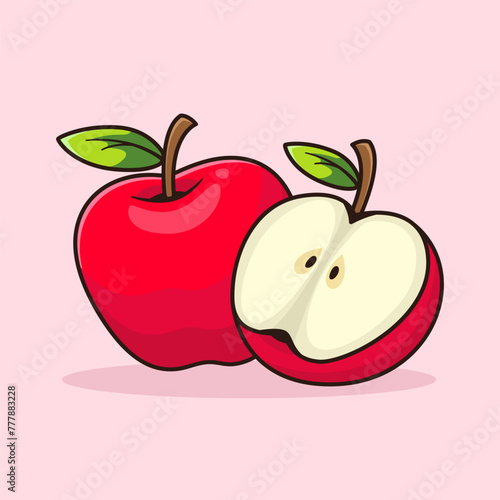 Two pairs of apples fruit vector illustration