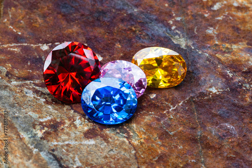 Natural Sapphire gemstone, Jewel or gems on stone