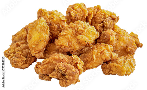 A pile of fried chicken pieces, cut out - stock png.