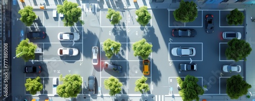Animated flow of cars into a smart parking facility dynamic allocation of spaces