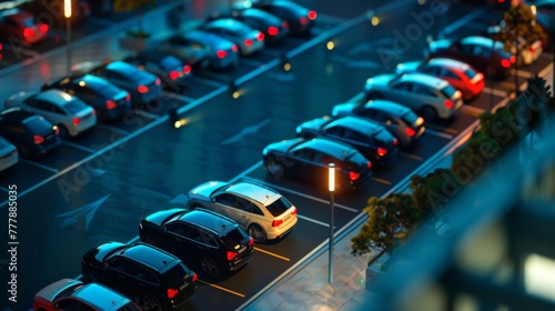 Animated sequence of a smart parking system in a time-lapse day to night photo