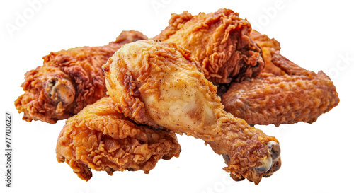 A plate of fried chicken, cut out - stock png.