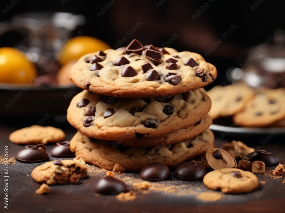 Cookie with chocolate chips food photograph Cookie with chocolate chips food photograph
