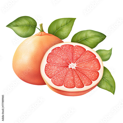 illustration of grape fruit, Isolated on transparent PNG background, Generative ai