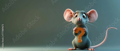 3d rendered illustration of Rat cartoon character with question mark sign