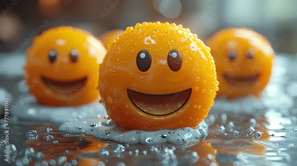 Happy and laughing emoticons 3d rendering background, social media and communications concept - obrazy, fototapety, plakaty 