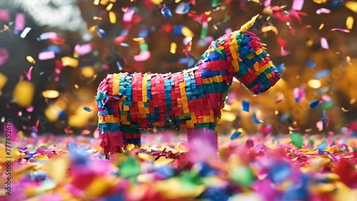 Pinata with confetti, party celebration concept  photo