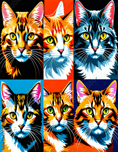 Collage of Various Domestic Cats Portraits