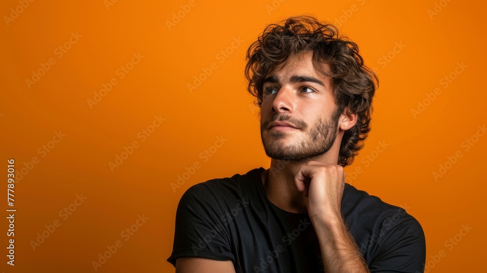 Curly-Haired Man Posing Outdoors Curly-Haired Man Posing Outdoors