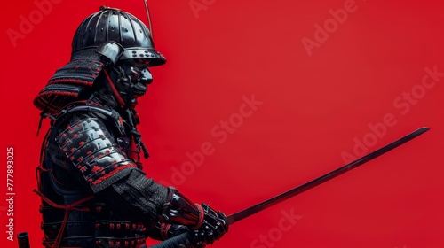 Armored Samurai Man With Sword photo