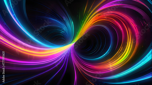 Neon Wave: Dynamic Black Background Illuminated(Generative AI)