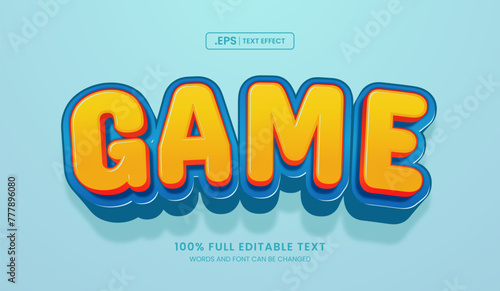 Design editable text effect, game 3d concept