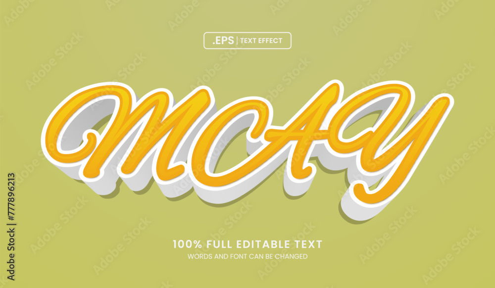 Design editable text effect, may 3d concept